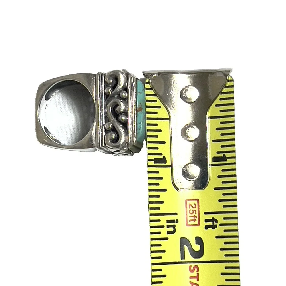 Ornate Filigree BARSE Sterling Silver 925 Turquoise Ring Sz 6.5 - Picture 9 of 11